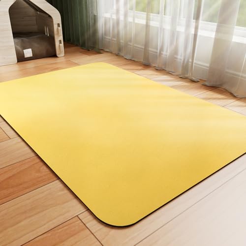 Dog Food Mat Absorbent Cat Mat for Food and Water (Yellow / 19"L x 12"W)