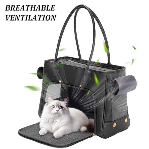 Fashion Pet Carrier Purse for Small Cat and Dog (Black / 15.8"L x 7.5"W x 11.8"H)