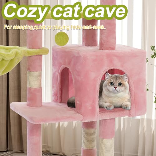 Cat Tree Tower with Hammock (Pink)
