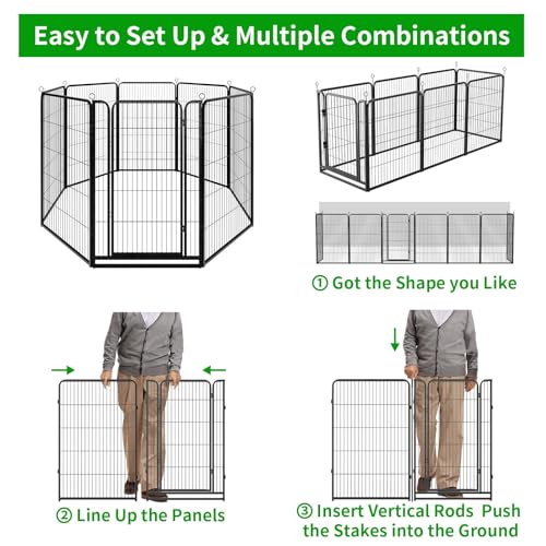 Dog Playpen Outdoor Extra Wide 8 Panels Heavy Duty Dog Fence 47" (32"W x 47"H)