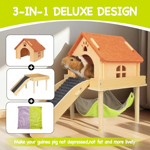 3 in 1 Enlarged Guinea Pig Hammock (Orange Roof)