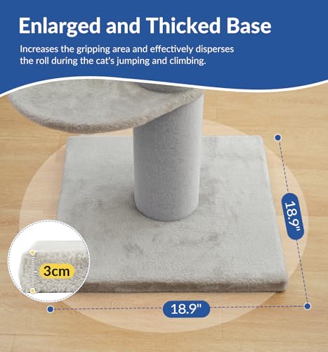43" Short Plush Cat Scratching Post with Perch & Bed (Light Grey)