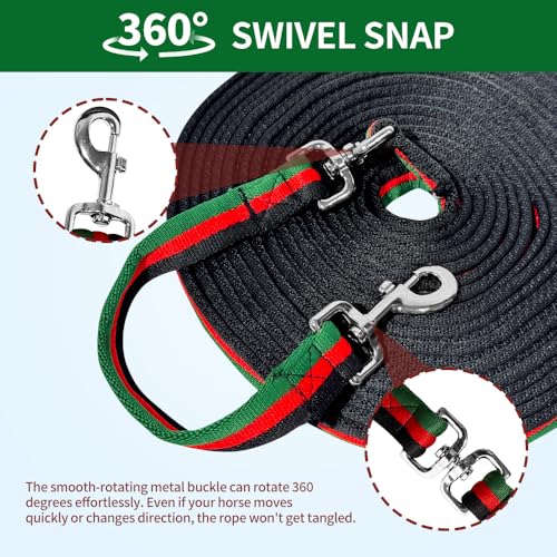 Lunge Line for Horse (Green&Red&Black / 34ft/10m)