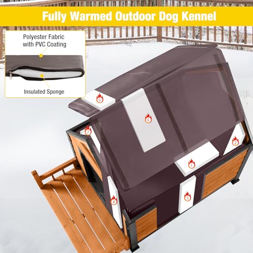 Heated Dog House Outdoor with Insulated Liner
