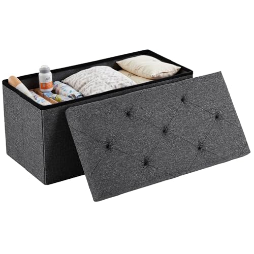 30in Foldable Storage Ottoman Bench (14.9"D x 30"W x 14.9"H / Simple Grey)