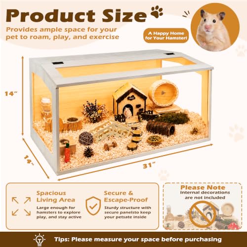 Hamster Cage with Chewproof Wood Top (Oak / 31.0"L x 14.0"W x 14.0"H)