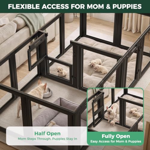 AuraSpace Acrylic Dog Playpen with Whelping Door (Black / 30"H)