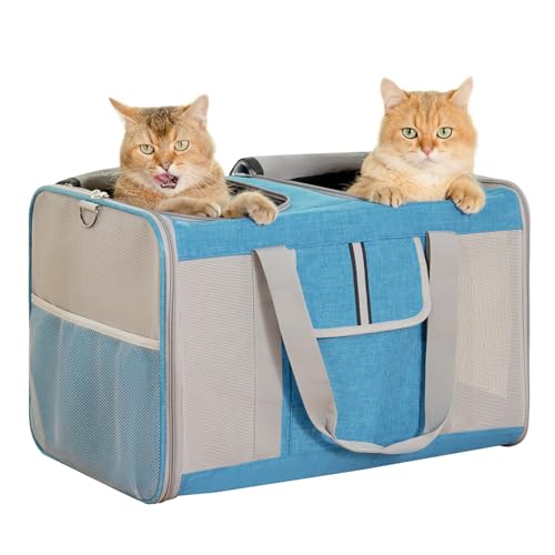 Large Cat Carrier for 2 Cats (Blue(Large))