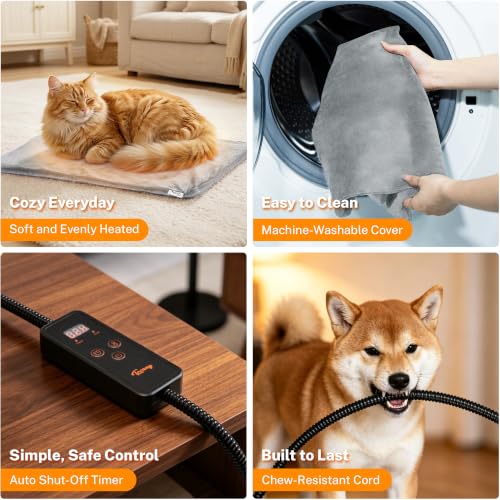 Pet Heating Pad (Grey / 28.0"L x 20.0"W x 0.6"Th)