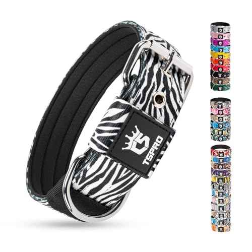 Heavy Duty Thick Dog Collar with Metal Buckle for Large Dogs (L – Fits Neck 18.9"-21.7" / Classic Zebra Print)