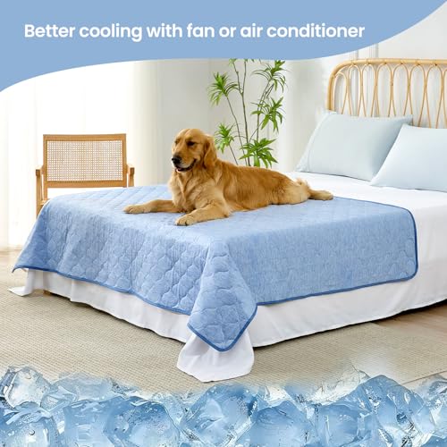 Deluxe Leakproof Cooling Blanket for Large Dogs Q (Heather Haze Blue / 60*80)