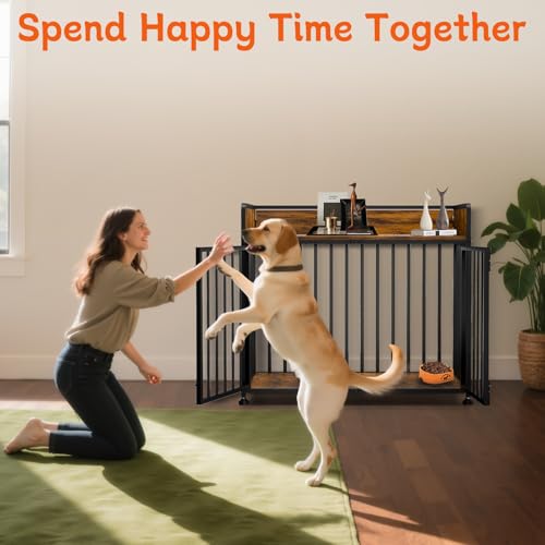 Furniture Style Dog Crate (Rustic Brown & Black)