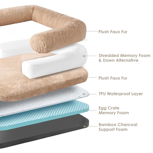 Foldable XXL Dog Bed for Large Sized Dog (54x38x7.5(Folded 38x27) / Camel)