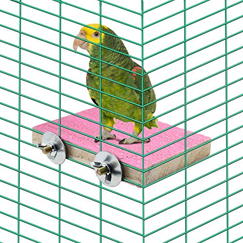 6 PCS Bird Perch Stand Toy Wood Parrot Paw Grinding Stick Perch Stand Platform Parakeet Cage Accessories Exercise Toys for Budgies Cockatiel Conure