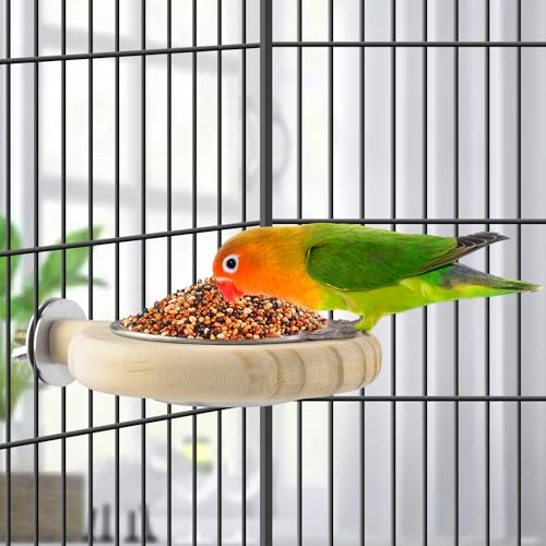 Conure Perch Bird Wood Perch Stand Toy Parrot Cage Toy Bird Food Cup for Parakeet Lovebird Finch Conure Budgie Small Birds