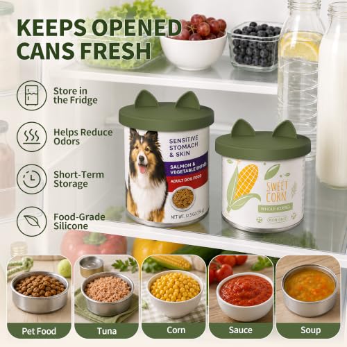 3-in-1 Dog Food Can Lids, Cat Food Can Covers, 2pcs, Camo Green (Camo Green)
