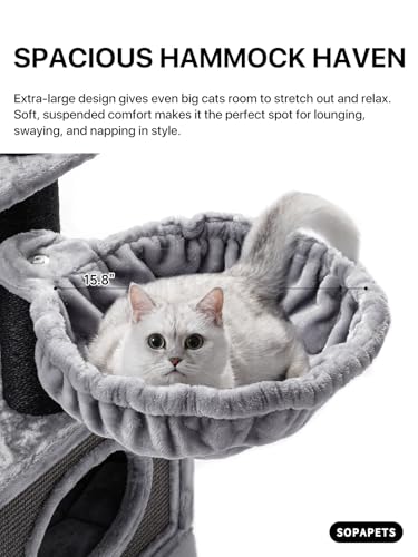 Maine Coon Cat Tree for Indoor Cats Large Adult (Dark Gray)