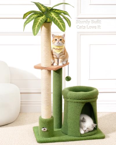 41" Cat Tree Tower Condo Scratch Post Stand for Indoor Small Cats (Emerald Green / 41 in)