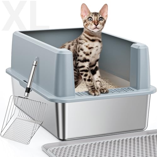 XL Stainless Steel Litter Box (Gray)