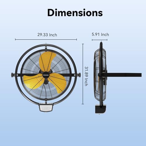 2PCS 20 Inch Wall Metal Fan Pro Remote Control (Yellow / 20 Inch (Remote) x 2)