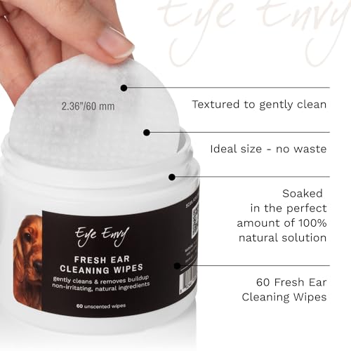 Fresh Ear Cleaning Wipes for Dogs. Made in the USA from Natural Ingredients. Unscented. Safe and Non