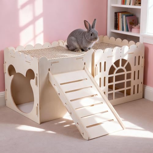 Large Rabbit House with 2PCS Rabbit Scratch Mat