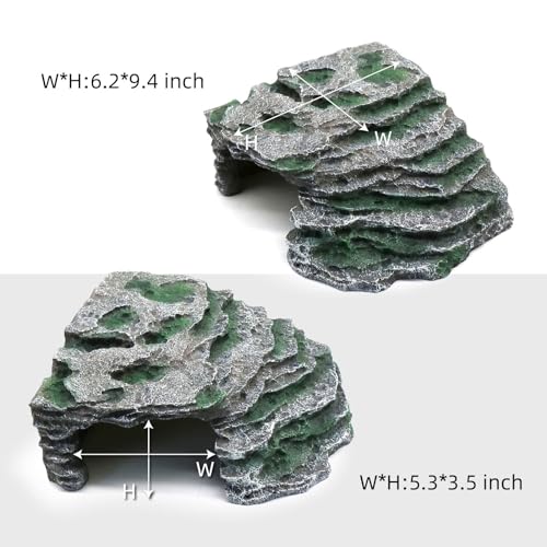 Large Reptile Hide Shale Scape Step Ledge (Large-B-11.8 * 9.8 * 5.3)