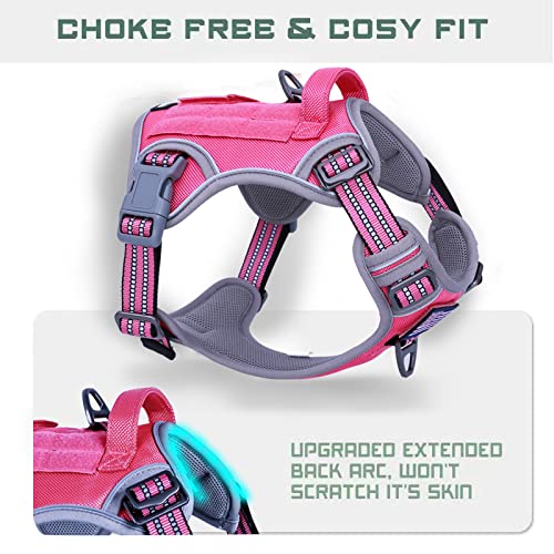 Tactical Dog Harness for Small Dogs No Pull (Rose Red / S(Neck:13-16", Chest:15-23"))