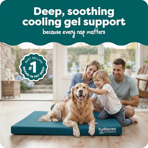 Water Resistant Cooling Gel Dog Bed for Large Dogs w (Jumbo / Deep Lagoon)