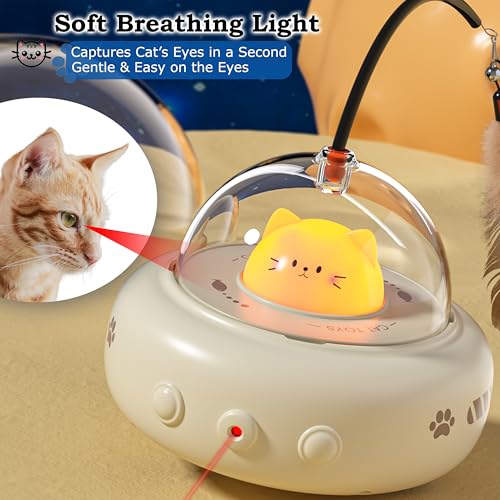 2-in-1 UFO Automatic Laser Interactive Cat Toy with Feather