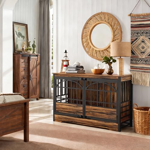 52" Dog Crate with Arched Doors (Cognac Brown)