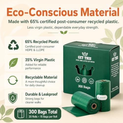 Dog Poop Bag 300 Dog Waste Bags (Green / 300 Count (Pack of 1))