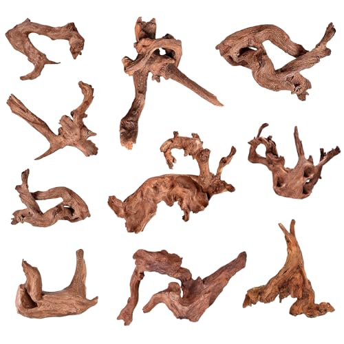 Natural Small Aquarium Driftwood for Fish Tanks & Reptile Terrariums (Mopani Driftwood 2-4" (Pack of 10))