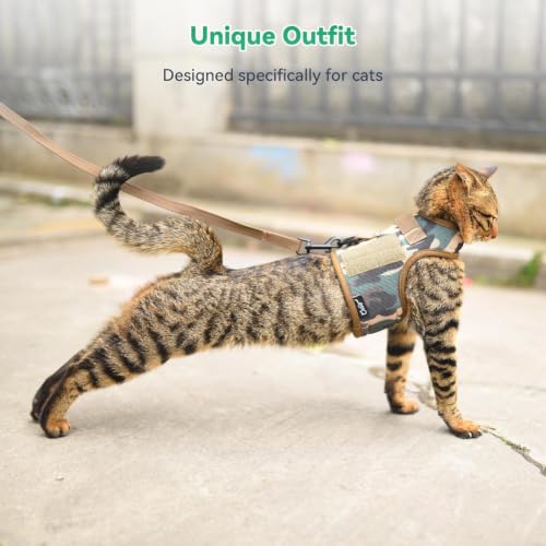 Cat Harness and Leash Set Escape Proof (Jungle Camo / XL 11-20 lbs)