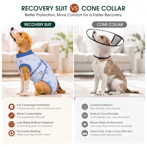 Recovery Suit for Dogs Cats (M (Back:13.4-16.1'', Weight:14-25 Lb) / Ocean Dive)