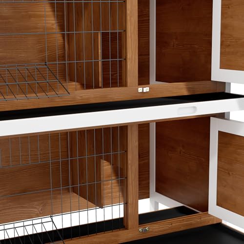 54" 2 Story Large Rabbit Hutch Bunny Cage (Coffee Brown)