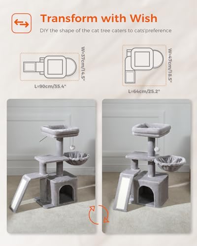 Cactus Cat Tree for Kittens & Small Cats (Grey)