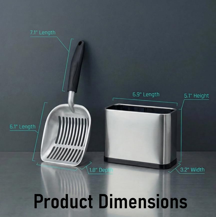 Heavy Duty Cat Litter Scoop with Holder (2 - Black)