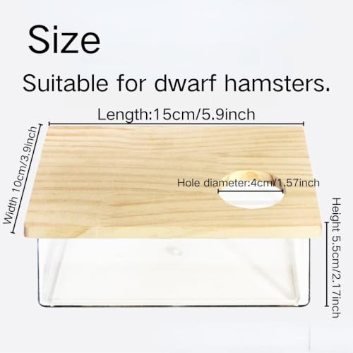 Clear Acrylic Hamster Sand Bath Box with Wood Lid Mini Pet Sandbox (A)