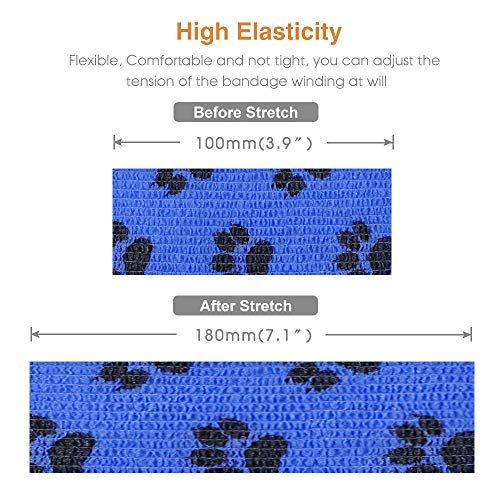 Vet Wrap Cohesive Bandages Bulk Self Adhesive Bandage Wrap Self Adherent Wrap Non (3 Inch Blue Claw)