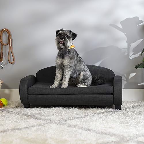 Multi Cat Sofa Elevated Pet Bed for Indoor Cats Raised Cats Couch with Removable Washable Mattress Cover for Kittens (Pet Sofa Medium / Gray)