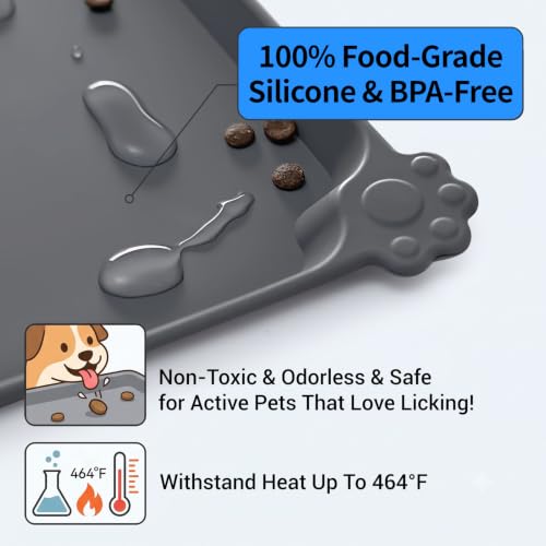 Silicone Pet Feeding Mat (Grey / 24" x 16")