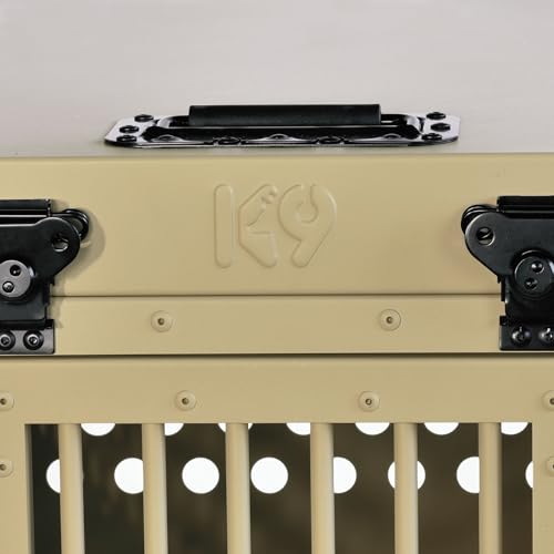 Aluminum Collapsible Dog Crate (Tan / 40.6"L x 25.2"W x 28.9"H)