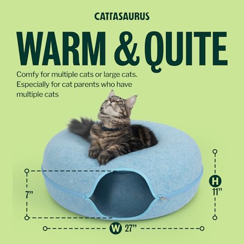 Peekaboo Cat Cave Donut for Multiple & Large Cats up to 30 (Blue / Jumbo)