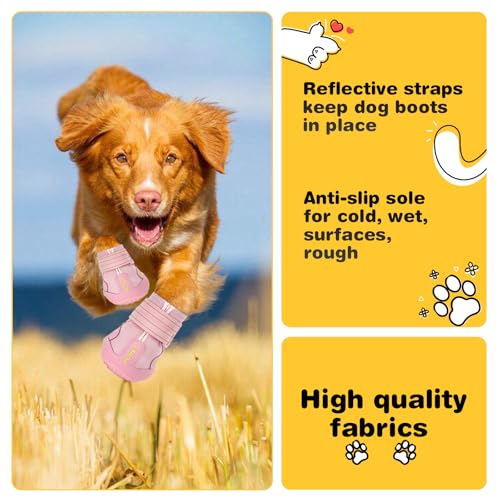 Dog Boots Dog Shoes for Large Dogs (Pink / Width 1.57 in)