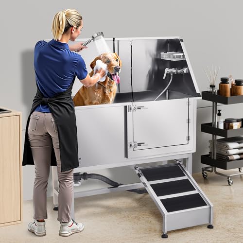 Stainless Steel Dog Washing Station (Right RAMP / 62 inch)