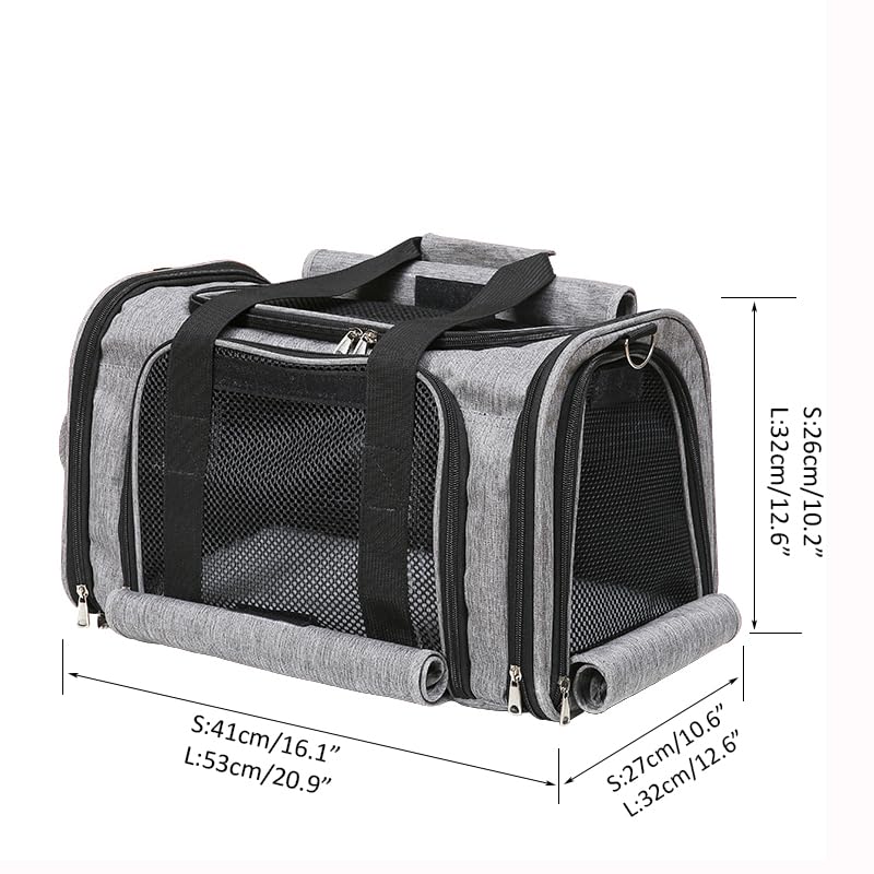 Pet Carrier Bag for Small Medium Cats Dogs Puppies up to 26 Lbs (20.9"L x 12.6"W x 12.6"H / Grey)