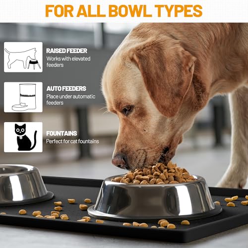 Dog Feeding Mat (Black / 32"l X 24"w)
