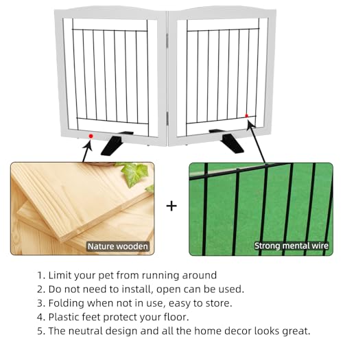 Freestanding Dog Fence Indoor (White / 【2 Panels】40''w x 24''h)
