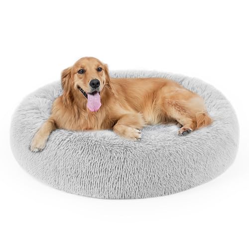Dog Bed Cat Calming Bed (Light Grey / 36.0"L x 36.0"W x 7.0"Th)